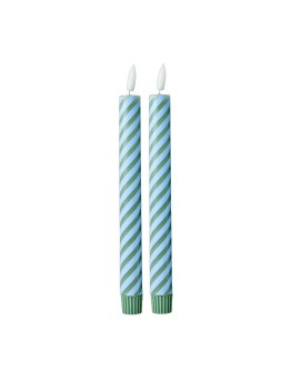 RICE - Set van twee led kaarsen - Streep blauw