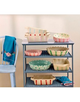 RICE - Ovenschaal Rond Large - Dots - Blauw/Groen