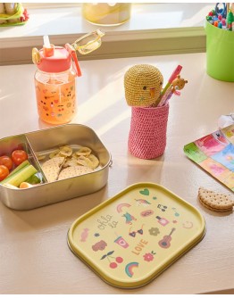RICE - RVS Lunchbox - Zacht geel - Unicorn Love Print