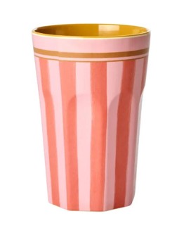 RICE - Large Melamine Beker - Roze - Organics Stripe print