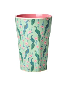 RICE - Large Melamine Beker - Peacock Power Print