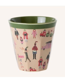 RICE - Medium Melamine Beker - Dusty rose - Holiday Print