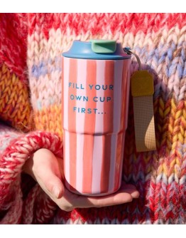 RICE - Roestvrijstalen Thermobeker - Roze - Organic Stripes Print