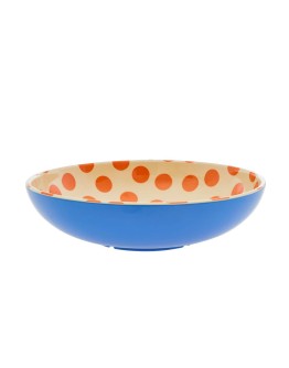 RICE - Grote ronde Melamine Slaschotel - Orange dots