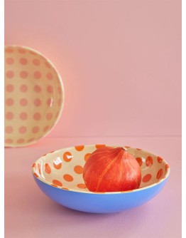 RICE - Grote ronde Melamine Slaschotel - Orange dots