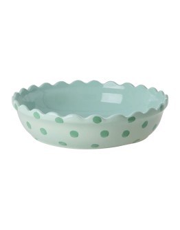 RICE - Ovenschaal Rond Large - Dots - Blauw/Groen