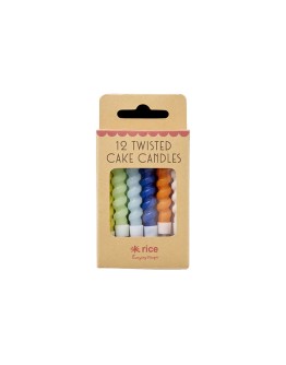 RICE - Cake candles Twisted set van 12 - Blauw