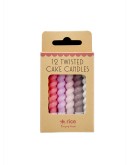 RICE - Cake candles Twisted set van 12 - Roze