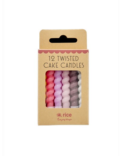 RICE - Cake candles Twisted set van 12 - Roze