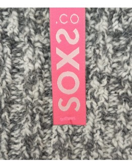SOXS - Grijze wollen damessokken - Bubblegum Label - Kuithoogte 