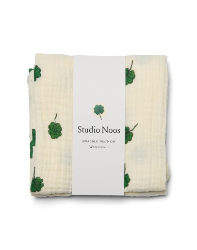 STUDIO NOOS - Hydrofiele Doek Met Klavertjes – Medium - Wit