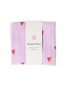 STUDIO NOOS - Hydrofiele Doek Met Hartjes – Medium - Paars