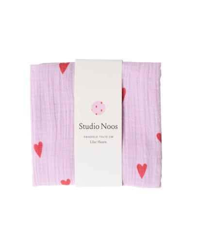 STUDIO NOOS - Hydrofiele Doek Met Hartjes – Medium - Paars