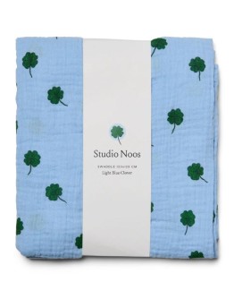 STUDIO NOOS - Hydrofiele Doek Met Klavertjes – Large - Lichtblauw