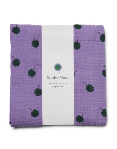 STUDIO NOOS - Hydrofiele Doek Met Klavertjes – Large - Paars