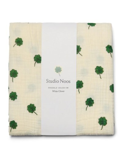 STUDIO NOOS - Hydrofiele Doek Met Klavertjes – Large - Wit