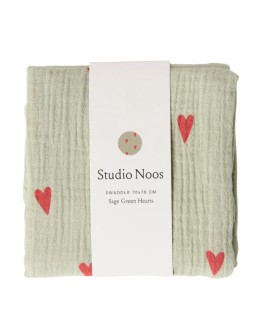 STUDIO NOOS - Hydrofiele Doek Met Hartjes – Medium - Groen
