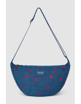 STUDIO NOOS - Donkerblauwe Rode Hartjes Denim Fanny Pack