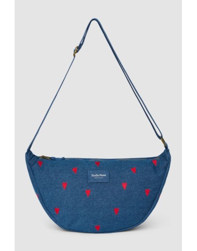 STUDIO NOOS - Donkerblauwe Rode Hartjes Denim Fanny Pack