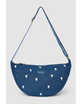STUDIO NOOS - Donkerblauwe Witte Hartjes Denim Fanny Pack