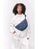 STUDIO NOOS - Donkerblauwe Witte Hartjes Denim Fanny Pack
