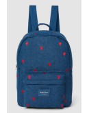 STUDIO NOOS - Denim Midi Backpack - Dark Blue Red Hearts