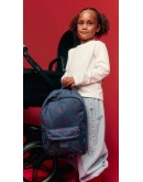 STUDIO NOOS - Denim Midi Backpack - Dark Blue Red Hearts