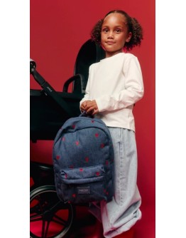 STUDIO NOOS - Denim Midi Backpack - Dark Blue Red Hearts