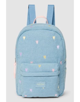 STUDIO NOOS - Denim Midi Backpack - Light Blue Hearts