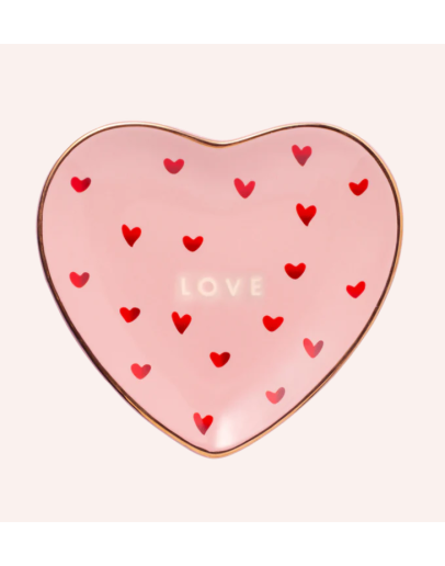 VONDELS - Plate heart porcelain LOVE pink - 14cm