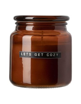 WELLMARK - Grote geurkaars Cedarwood bruin glas 'LETS GET COZY'